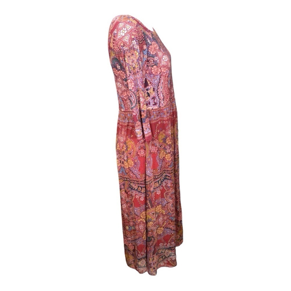 Soft Surroundings Dress Womens Large Red Niran Chiffon Floral Paisley Maxi - Picture 4 of 8